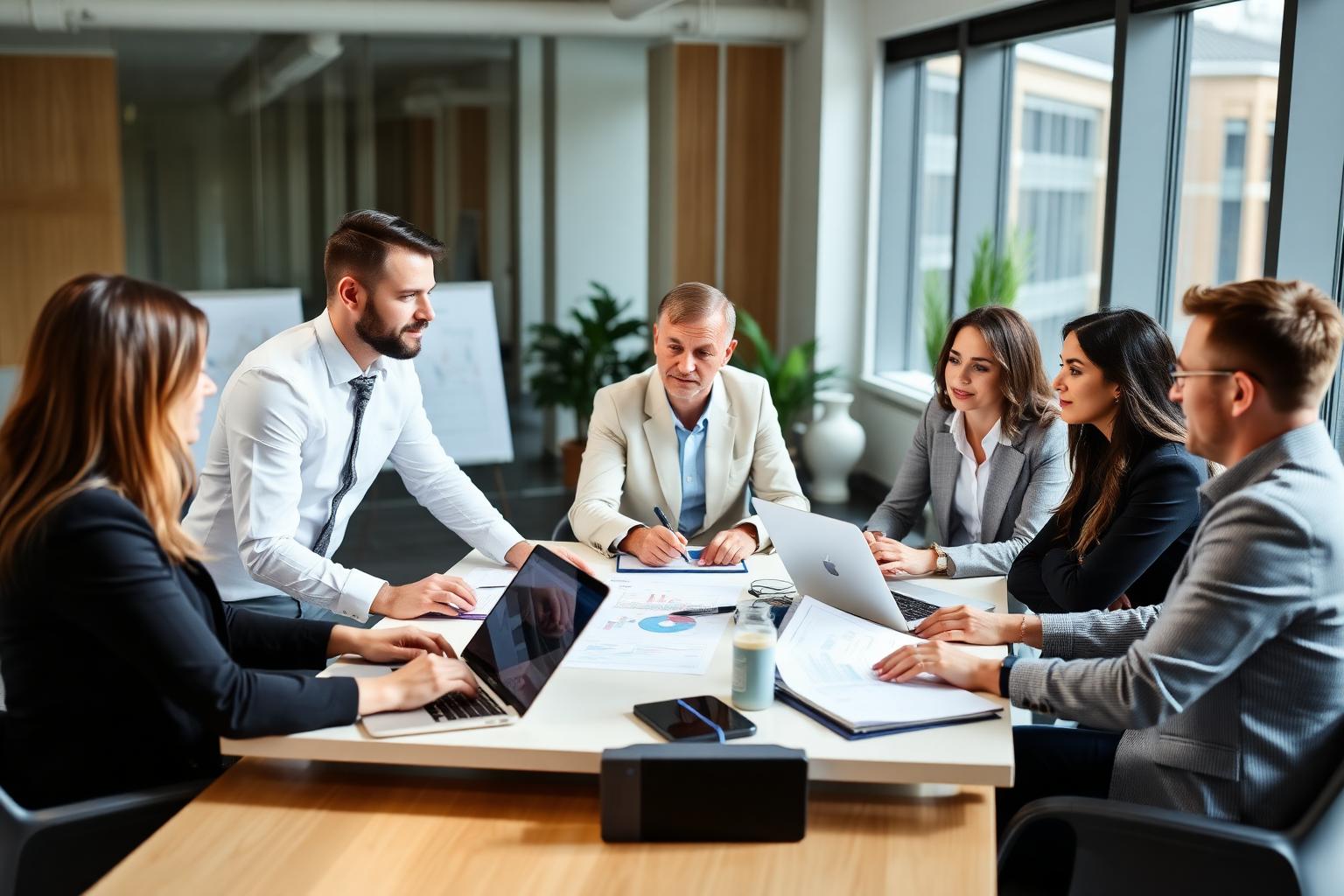Business consultants collaborating in a modern office
